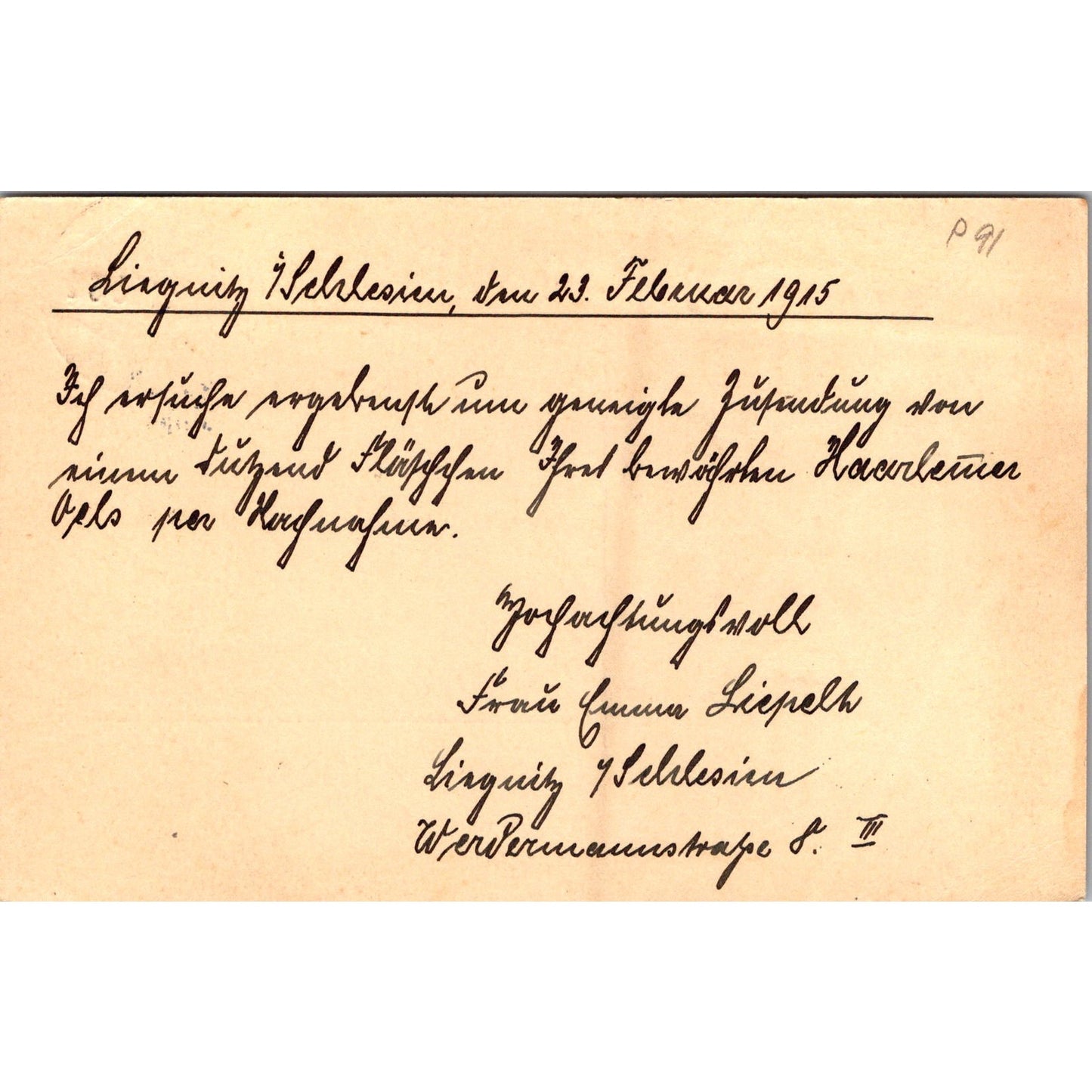 Liegnitz Haarlem 1915 German Reich Postcard TE2-GRP