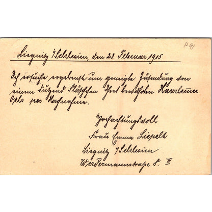 Liegnitz Haarlem 1915 German Reich Postcard TE2-GRP