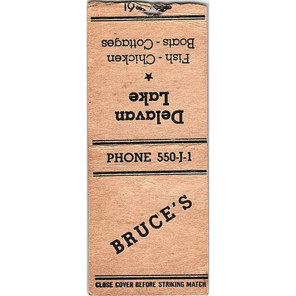 Bruce's Restaurant Delavan Lake WI Vintage Matchbook Cover SE5-Y1