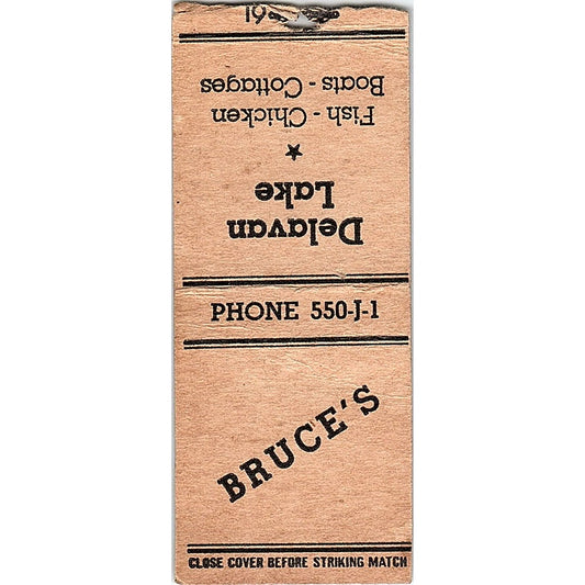 Bruce's Restaurant Delavan Lake WI Vintage Matchbook Cover SE5-Y1
