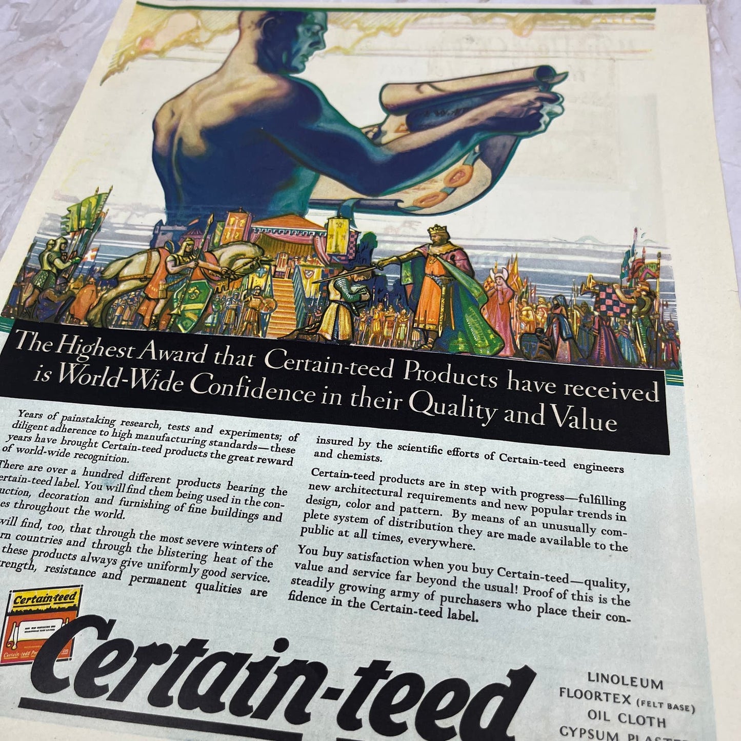 Certain-teed Building Construction Supplies 1928 Original Advertisement FL6-8