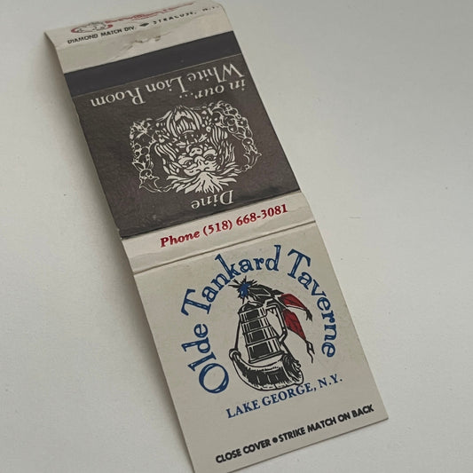 Olde Tankard Taverne White Lion Room Lake George NY Matchbook Cover TB8-MB2-1