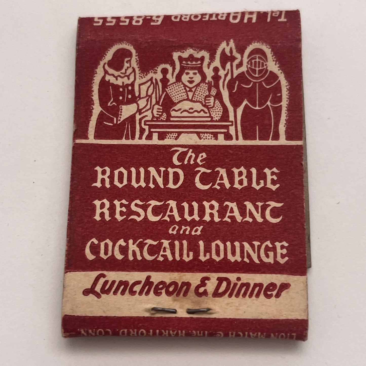 The Round Table Restaurant 15 Asylum St Hartford CT Matchbook Cover TB8-MB2-5