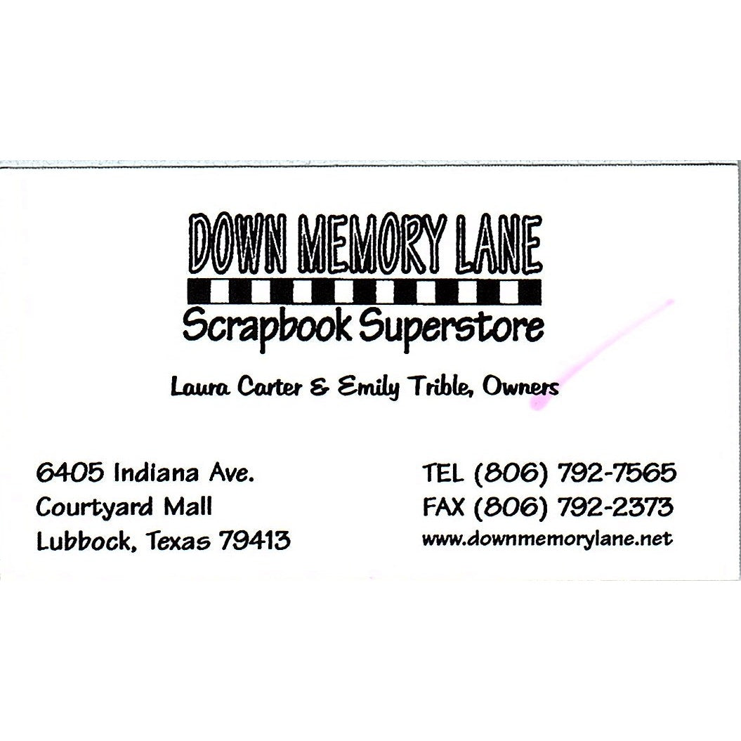 Down Memory Lane Scrapbook Laura Carter Emily Trible Lubbock Vtg Card SC9-B11