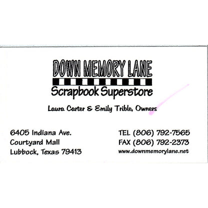 Down Memory Lane Scrapbook Laura Carter Emily Trible Lubbock Vtg Card SC9-B11