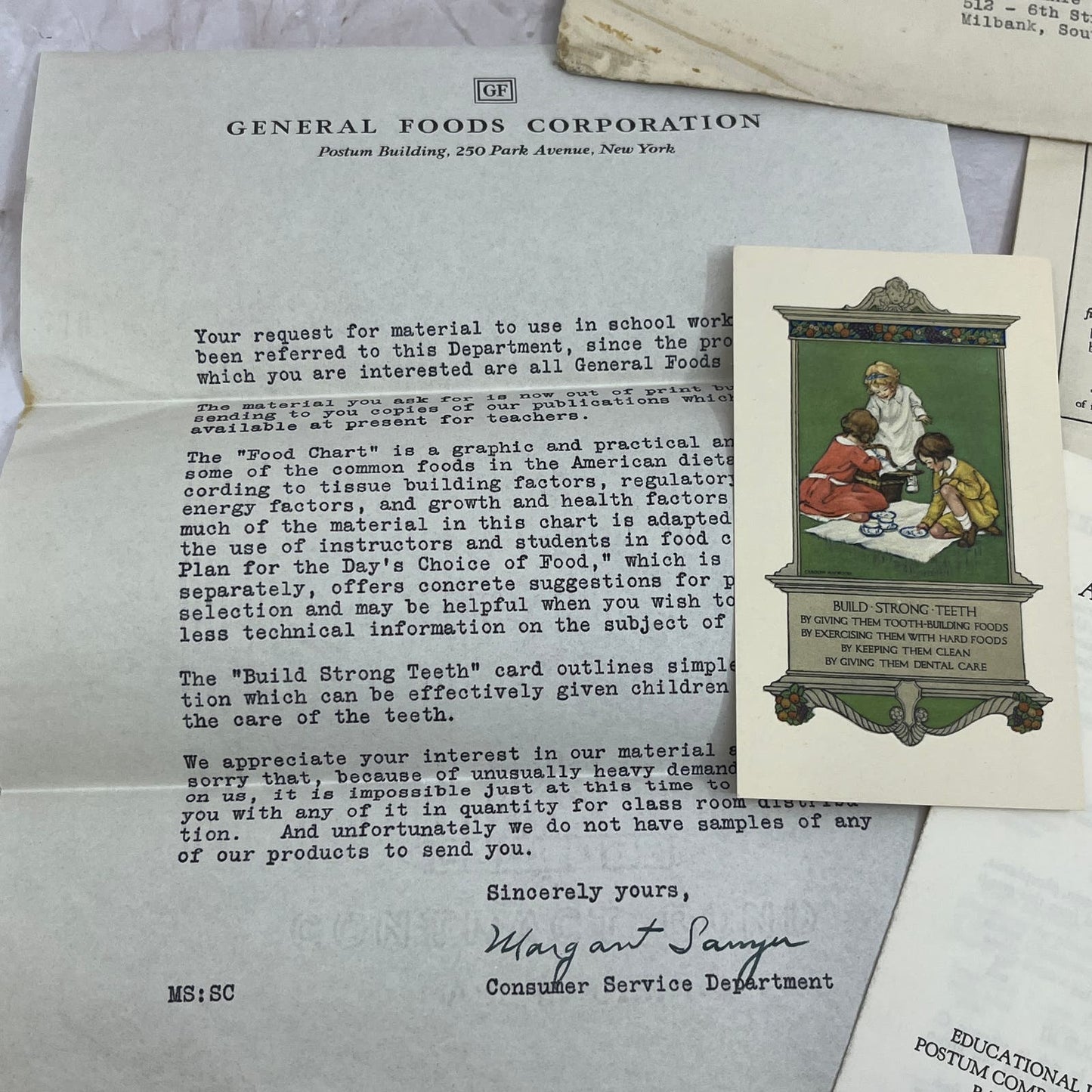 1928 Post Food Products Classroom Health Educational Material Lot TG8-Z