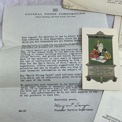 1928 Post Food Products Classroom Health Educational Material Lot TG8-Z