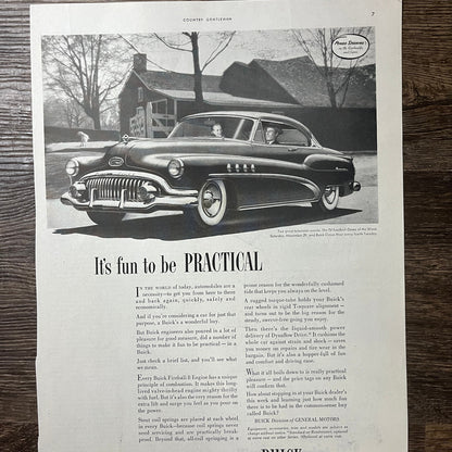 1952 Buick 8 Fireball Engine Automobile Car GM Vintage Magazine Ad 11x14 V9