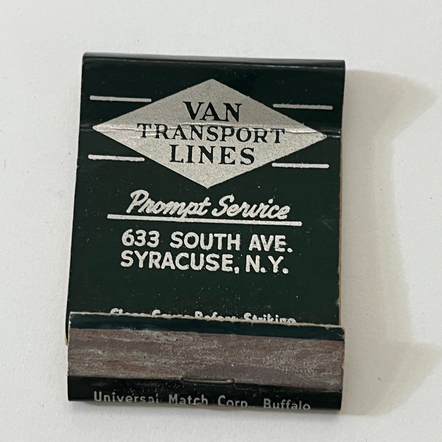 Van Transport Lines 633 South Ave Syracuse NY Vintage Matchbook Cover TB6-MB1-3