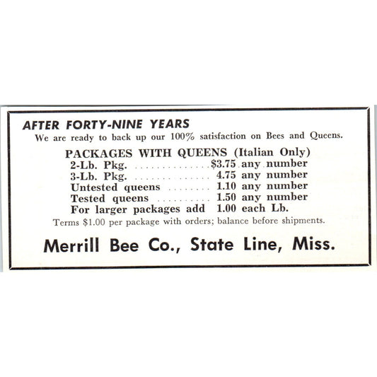 Italian Queens Merrill Bee Co State Line Mississippi 1961 Magazine Ad AB6-LB