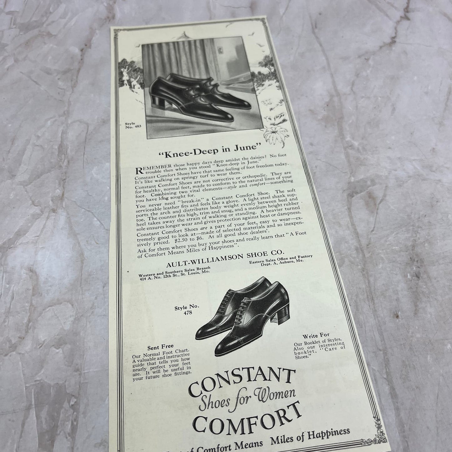 Constant Comfort Shoes for Women Ault-Williamson Shoe Co 1924 Magazine Ad FL6-11