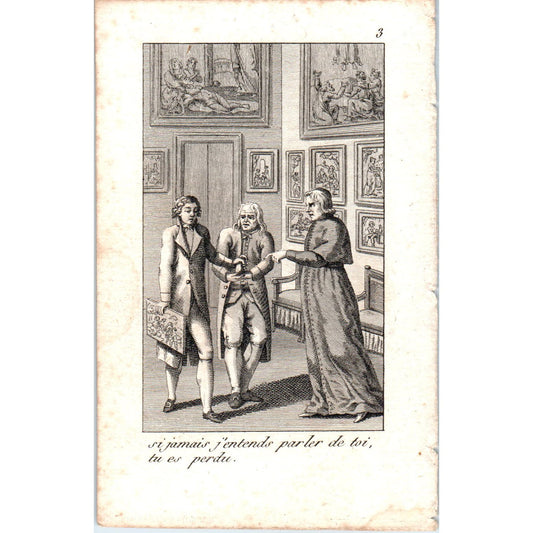 c1780 Original French Engraving Plate If I ever hear from you you're lost AE5-FE