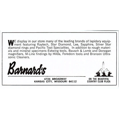 Barnard's Lapidary Kansas City MO 1972 Ad AF8-M4