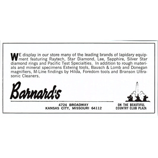 Barnard's Lapidary Kansas City MO 1972 Ad AF8-M4