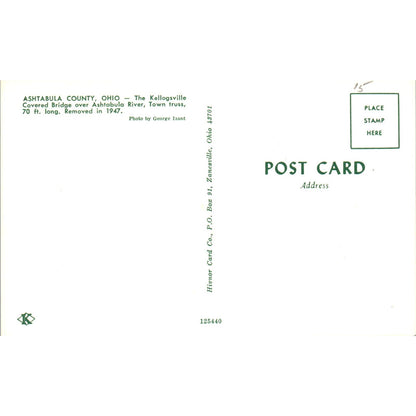 Kelloggsville Bridge Ashtabula River Ohio Covered Bridge Postcard PC2