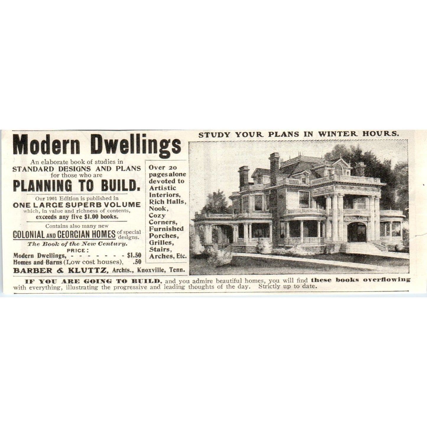 Barber & Kluttz Architects Knoxville TN c1905 Original Advertisement AE7-A2
