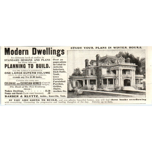 Barber & Kluttz Architects Knoxville TN c1905 Original Advertisement AE7-A2