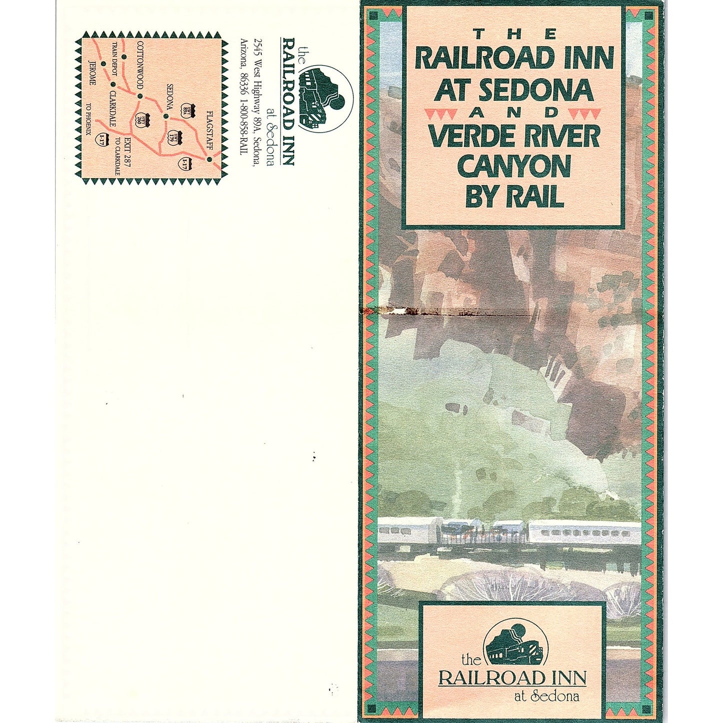 The Railroad Inn at Sedona & Verde River Canyon AZ Vtg Travel Brochure TH2-TB1