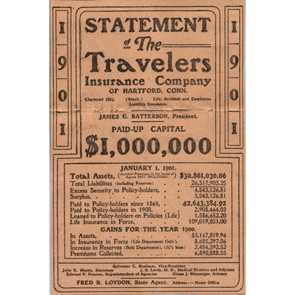 Travelers Ins Co Fred R. Loydon Hartford 1901 Newspaper Ad AD8-H2