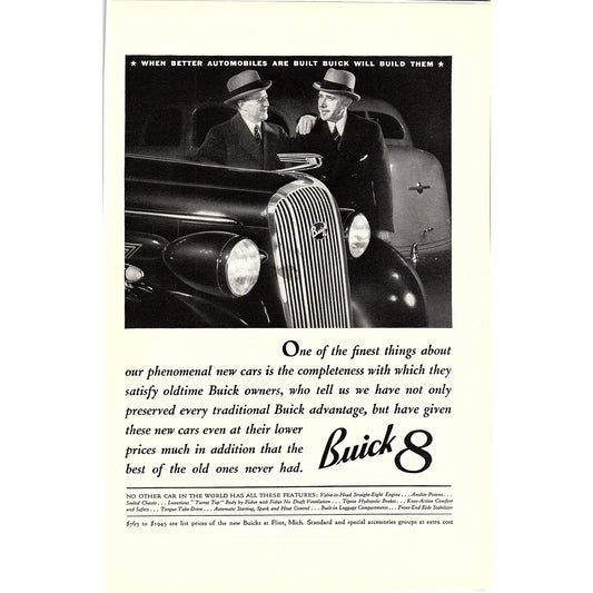 Buick 8 Automobile Antique Magazine Ad 6.5x9.5 V4