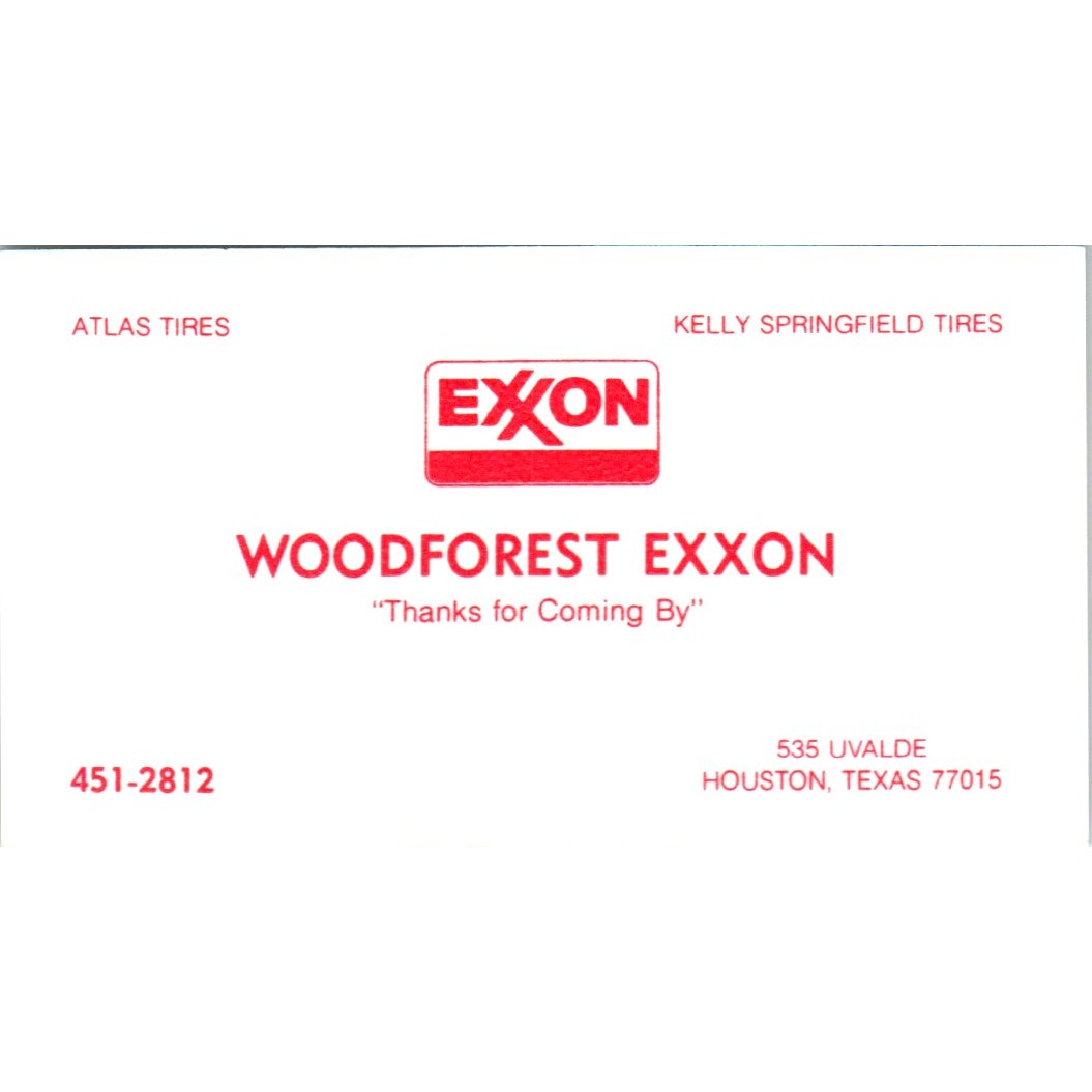 Woodforest Exxon Houston TX Vintage Business Card SE3-B2