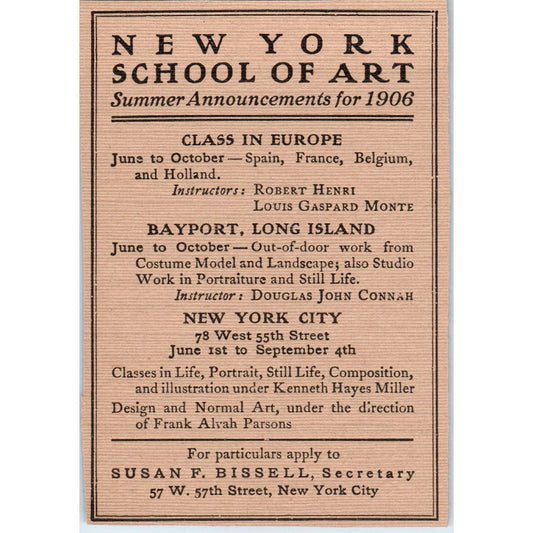 The New York School of Art Class in Europe c1905 Victorian Ad AE9-MA5