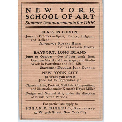 The New York School of Art Class in Europe c1905 Victorian Ad AE9-MA5
