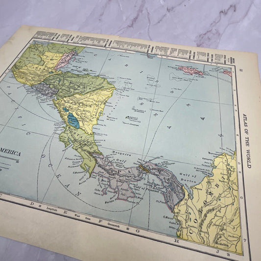 Map of Central America Double Sided 1910 Print V14-7