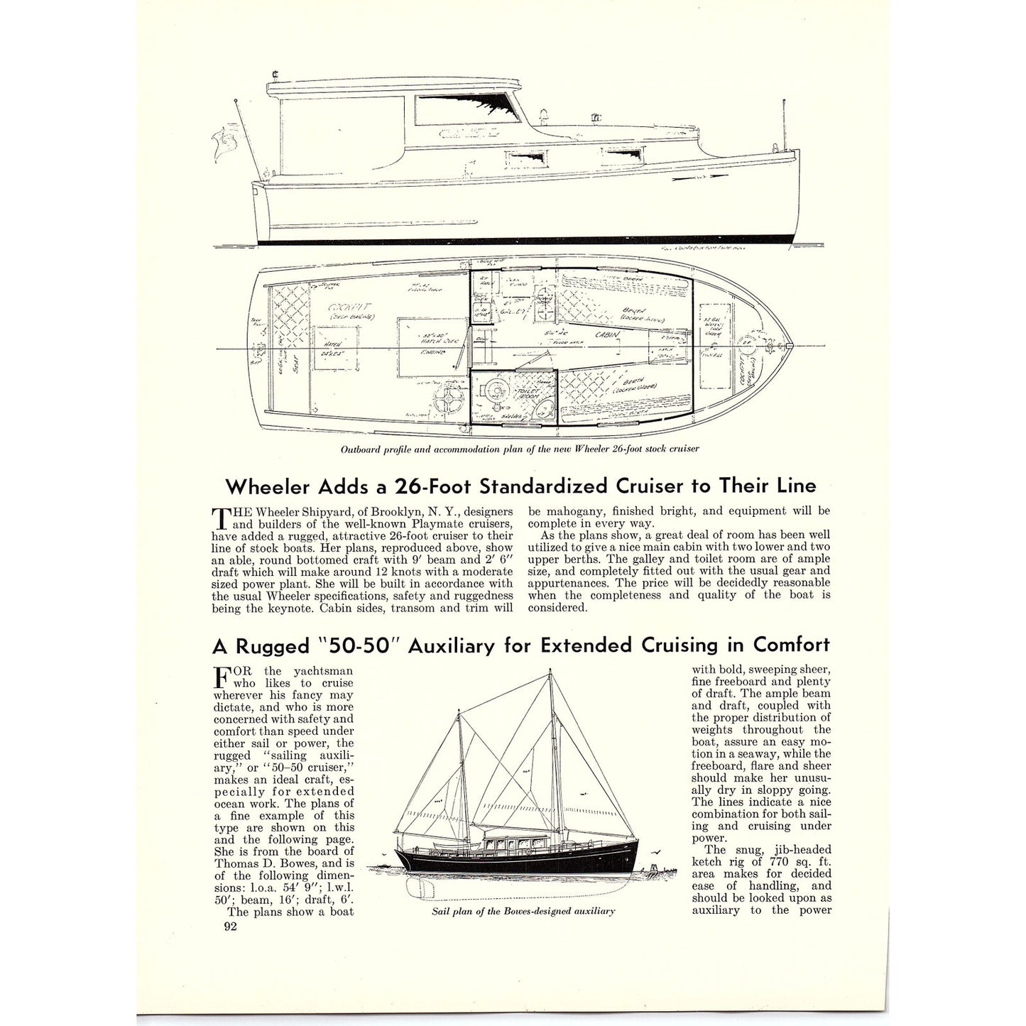 Twin-Screw Diesel Yacht, Wheeler Adds 26' Standardized Cruiser 1932 Article V1-4