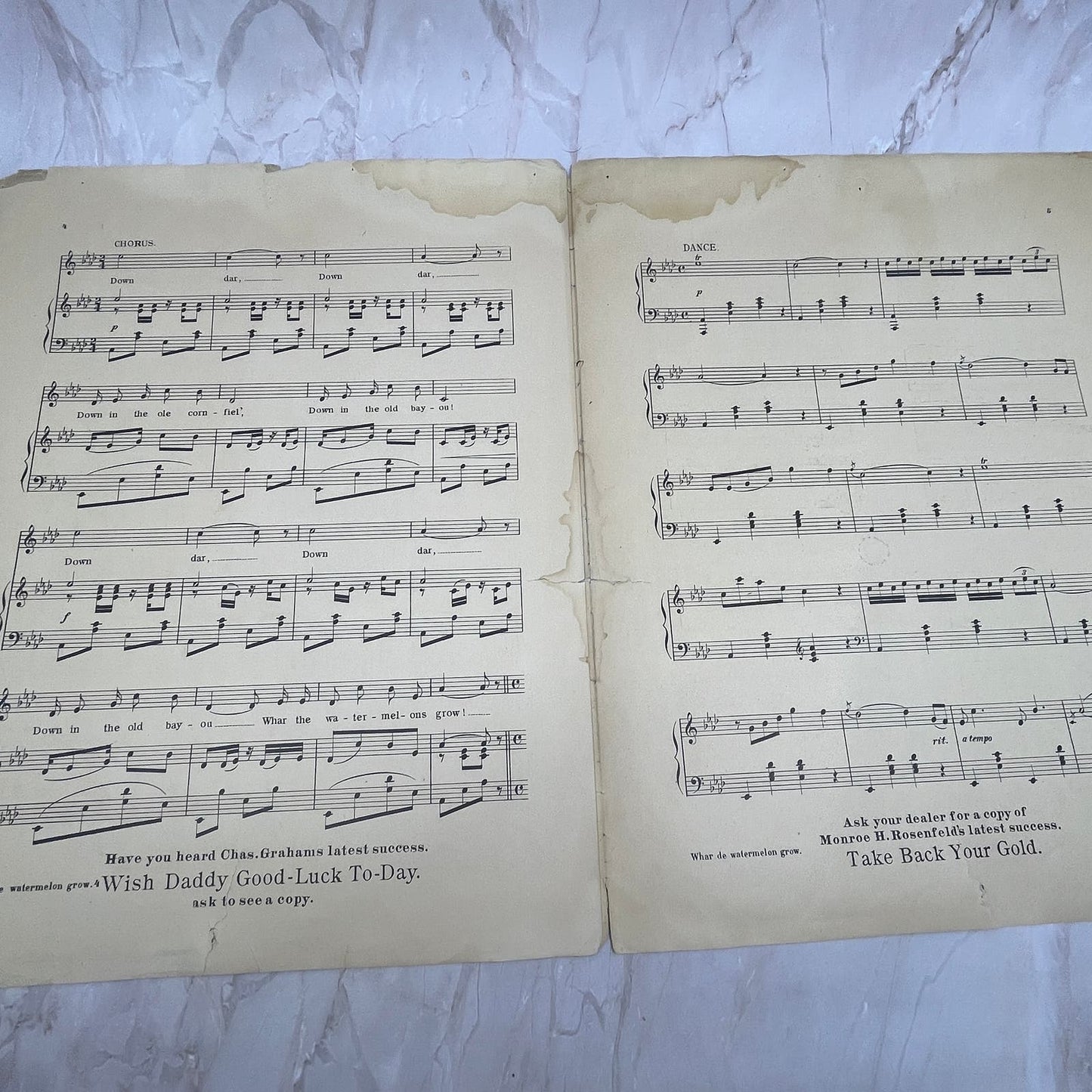 1898 Whar De Watermelon' Grow Primrose Minstrel Rosenfeld Sheet Music FL6-5