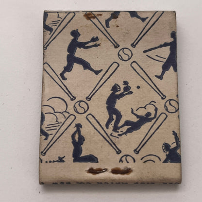 Play Ball Baseball Silhouette Lion Match Vintage Matchbook Cover TB8-MB2-5