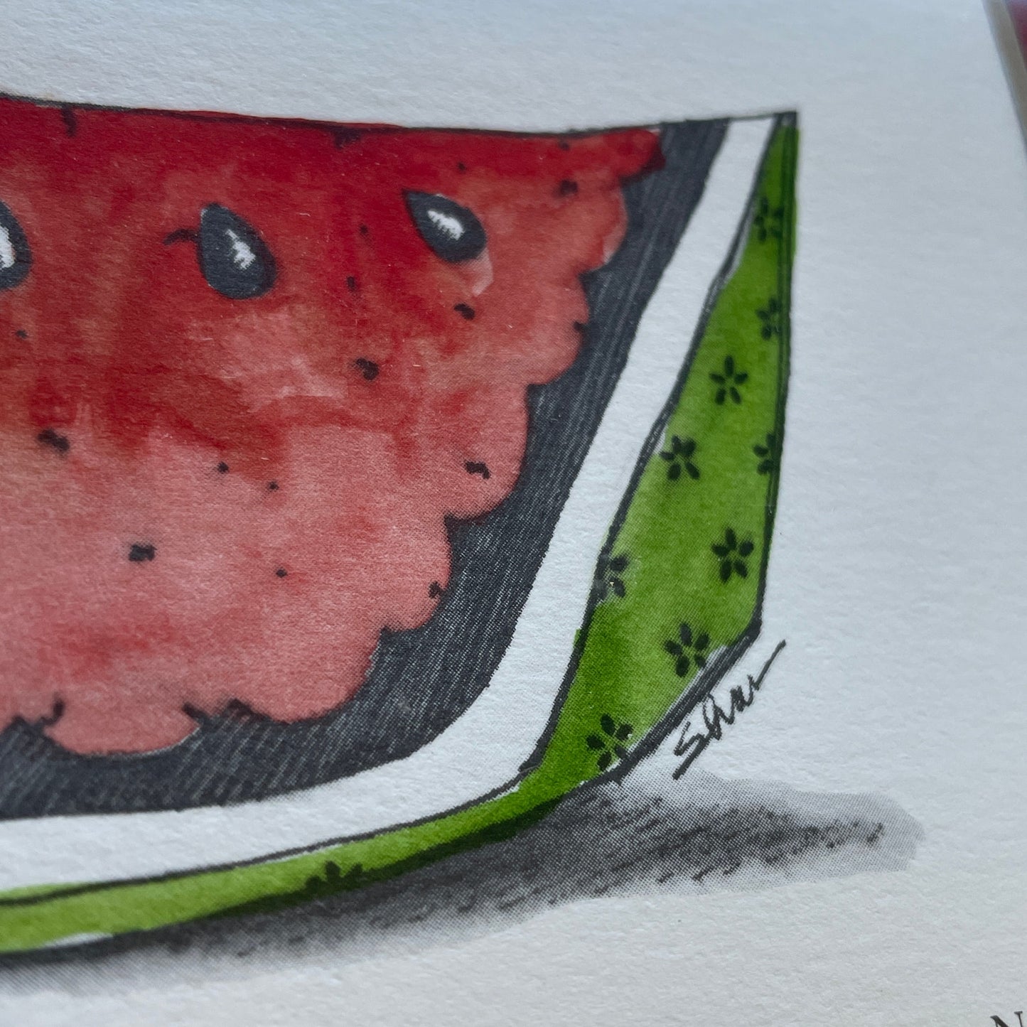Watermelon Slice 8x10 Matted Print Hand Watercolor, Signed Shar Coulson