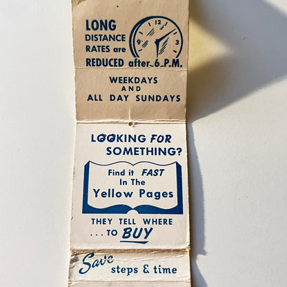 Teddy Telephone Citizens Telephone Mankato MN Fold Out Matchbook Cover MB111-6