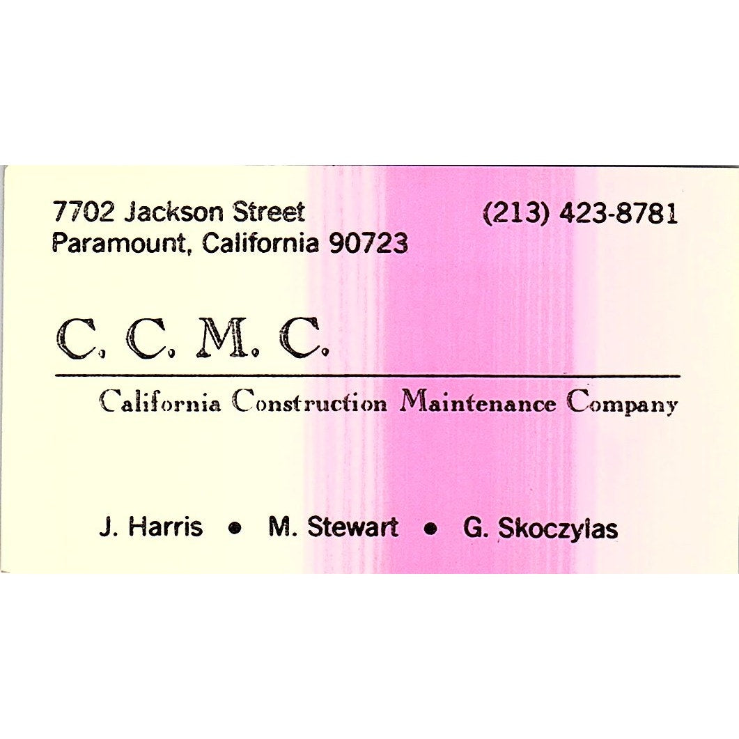 CCMC Construction Maintenance J Harris M Stewart Paramount Business Card SD9-B3