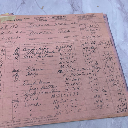 1950s Stratton & Terstegge Co Louisville KY Billhead Invoice Lot TC5-RD