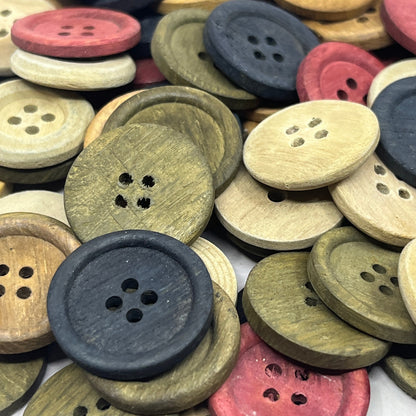 Huge Lot of Assorted Wooden Buttons Size Approx. 3/4" TC5