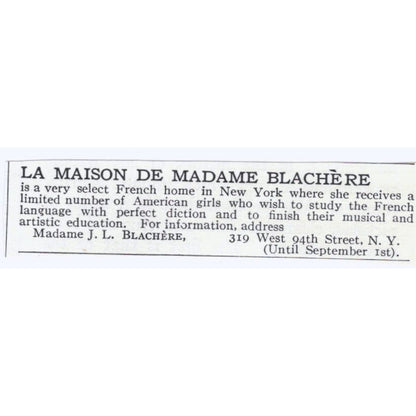 La Maison De Madame Blanchère NY c1918 Original Magazine Advertisement AE5-SA3