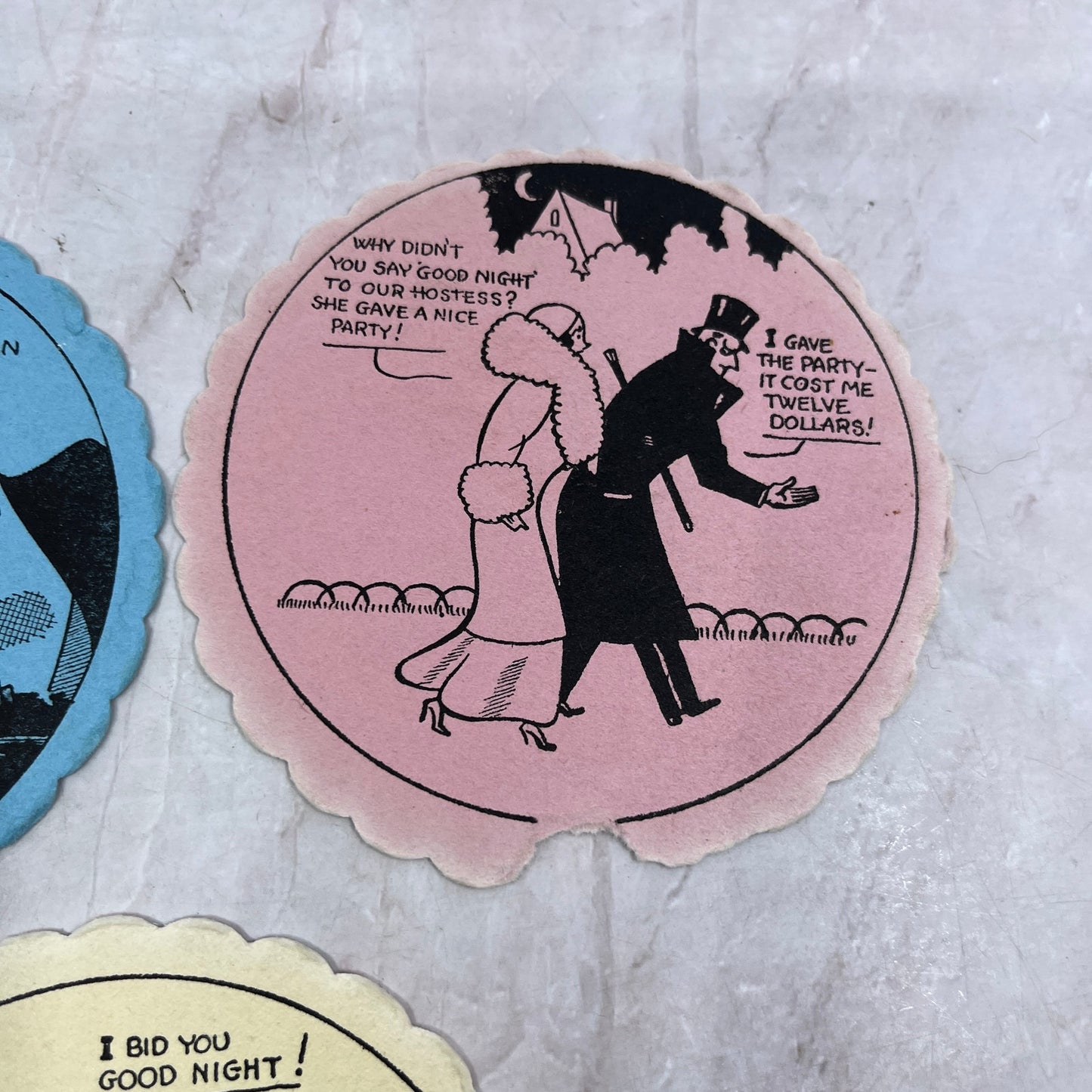 Vintage Bridge Coaster Illustrated Humor Cartoon Set of 3 TH9-BC-6