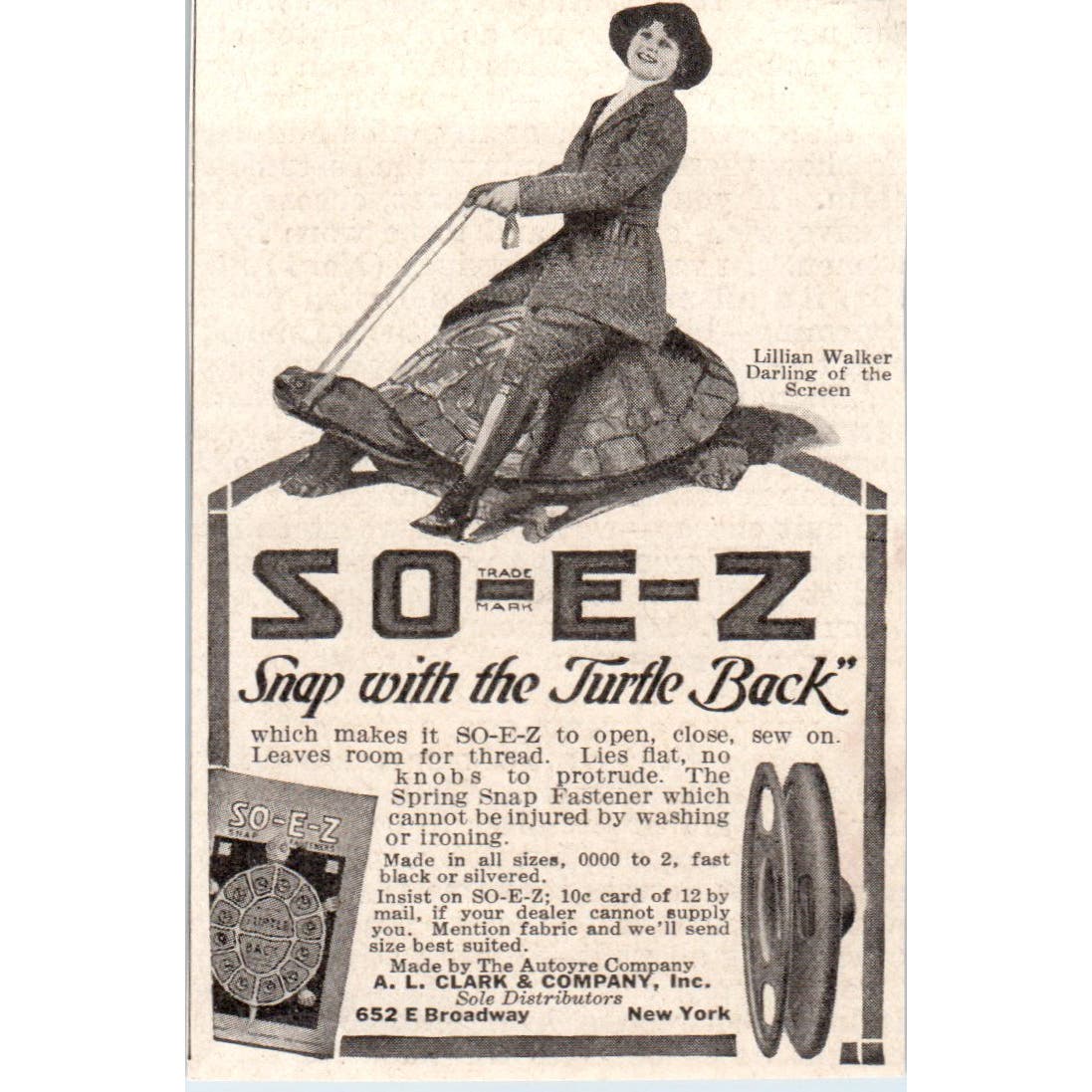 So-E-Z Soap With The Turtle Back A.L. Clark & Co NY 1918 Magazine Ad AF1-WH1