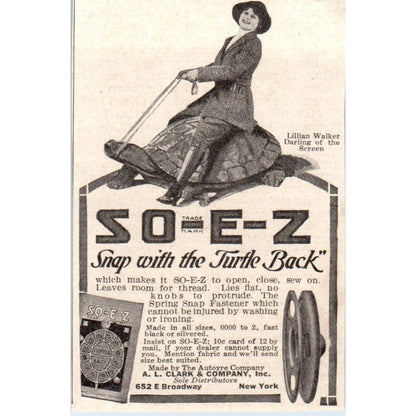 So-E-Z Soap With The Turtle Back A.L. Clark & Co NY 1918 Magazine Ad AF1-WH1