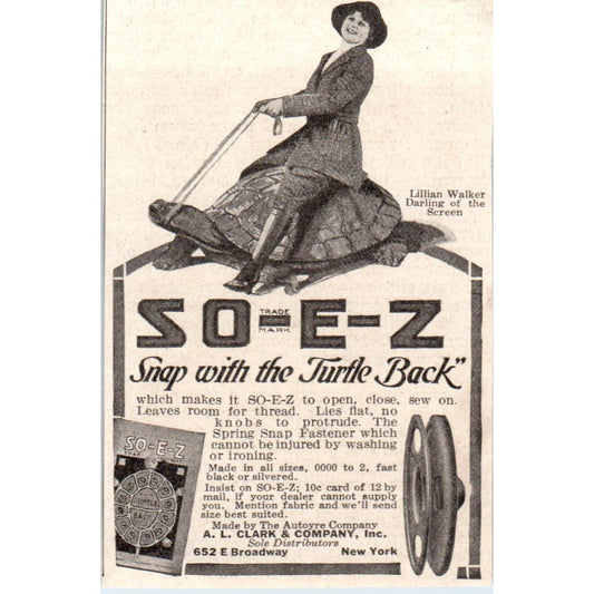 So-E-Z Soap With The Turtle Back A.L. Clark & Co NY 1918 Magazine Ad AF1-WH1