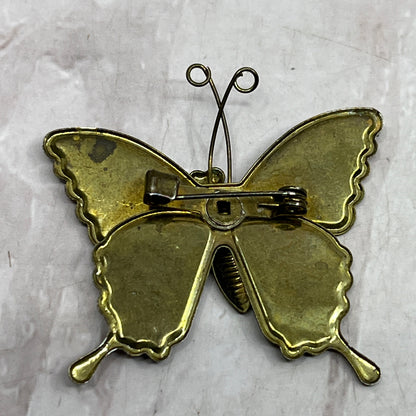 Vintage Lions Club International Brass Enamel Butterfly Pin Brooch SF4