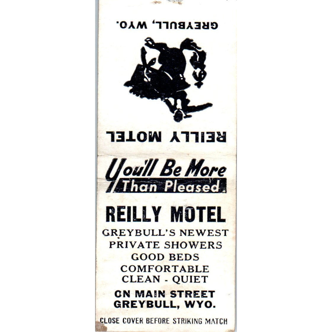 Reilly Motel Greybull Wyoming Vintage Matchbook Cover SD4-Y10
