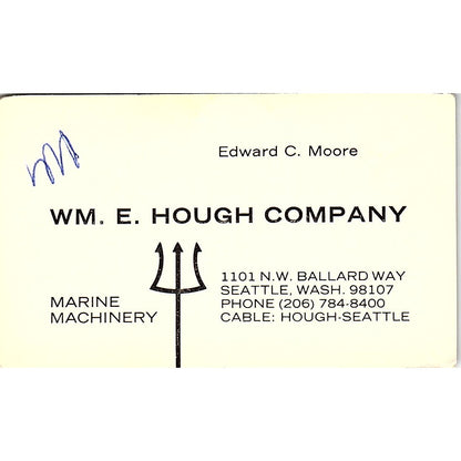 Edward C Moore Wm. E. Hough Co Seattle WA Vintage Business Card SD9-B9