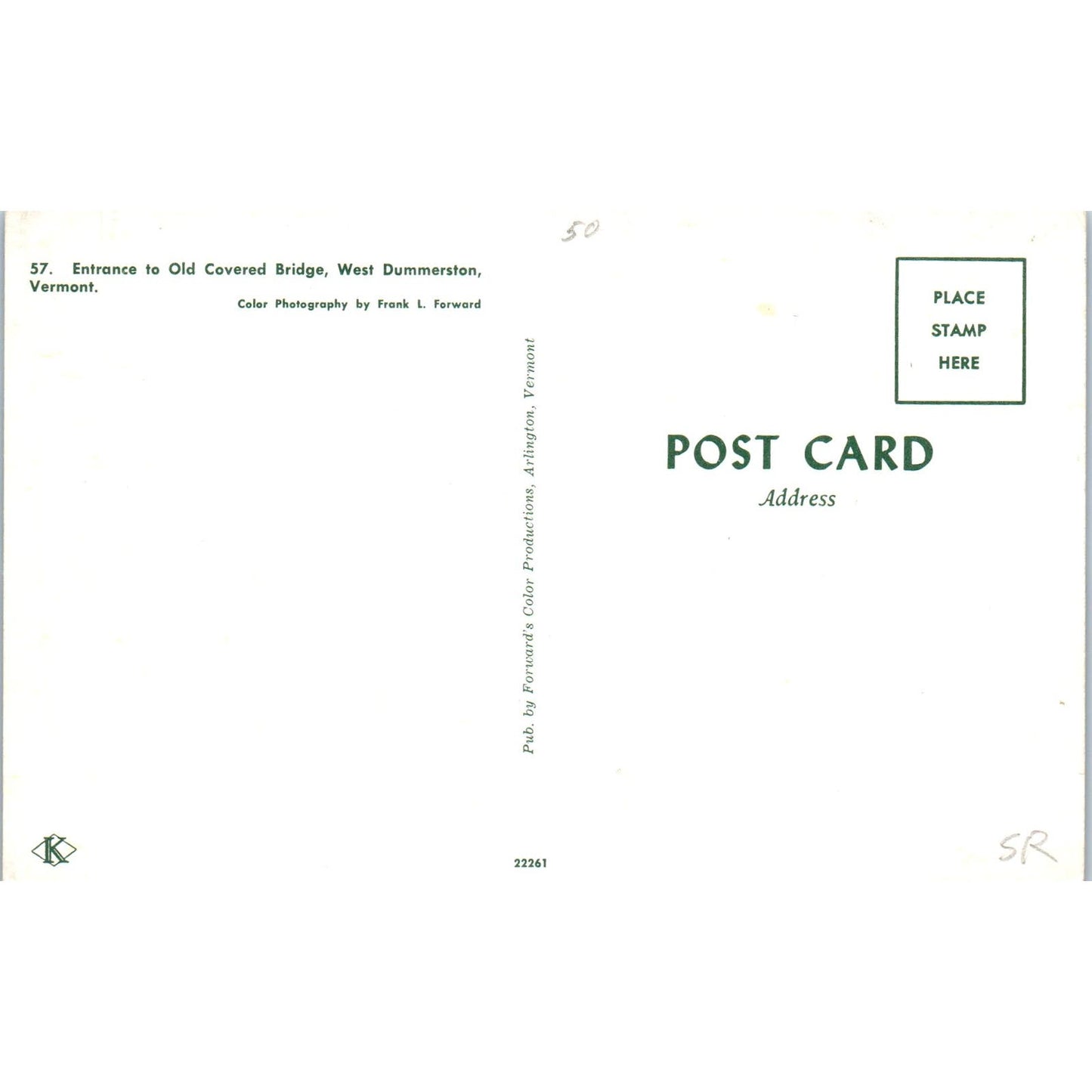 Old Covered Bridge West Dummerston Vermont Vintage Covered Bridge Postcard PC17