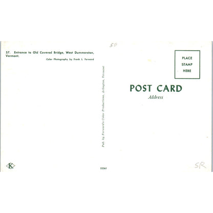 Old Covered Bridge West Dummerston Vermont Vintage Covered Bridge Postcard PC17