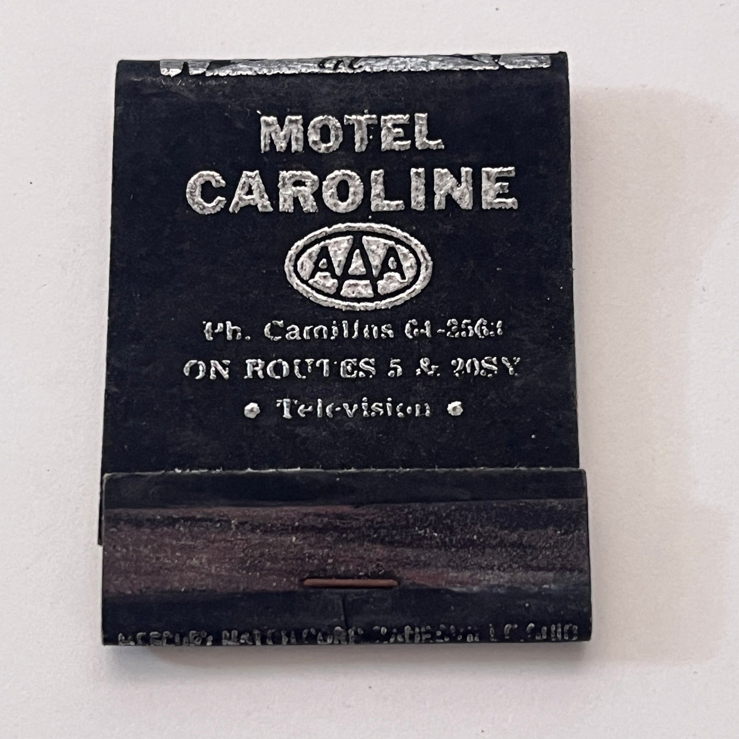 Motel Caroline On Routes 5 & 20SY Vintage Matchbook Cover TB8-MB-10