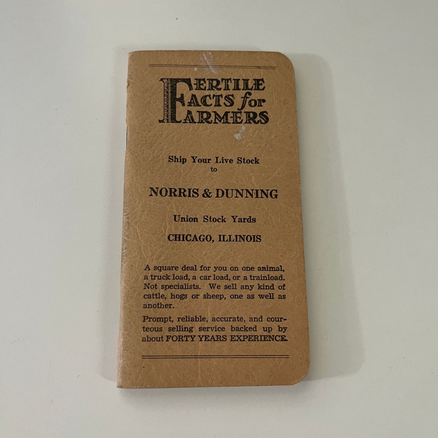 1942 Norris & Dunning Chicago Fertile Facts for Farmers Pocket Booklet TE2-BB