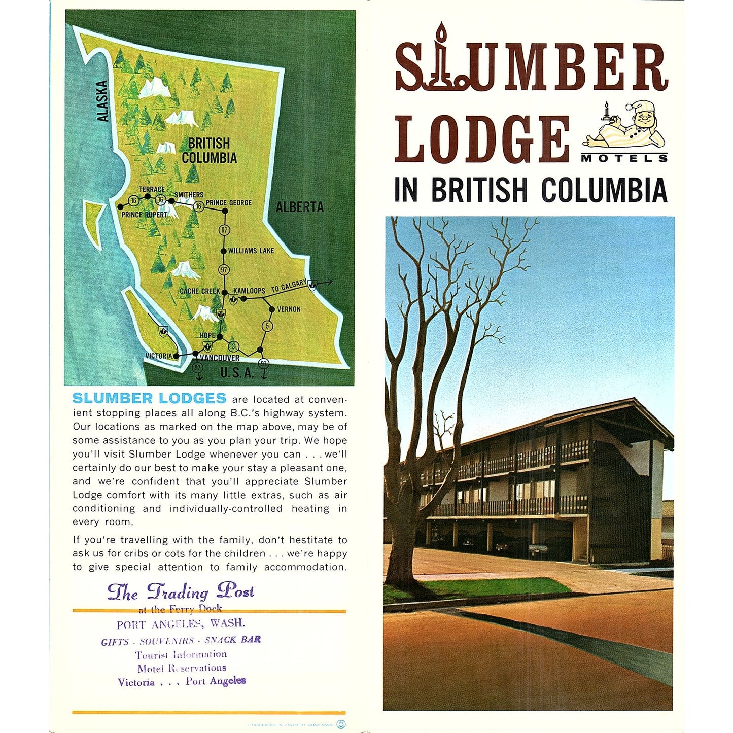 Slumber Lodge Motels in British Columbia Canada 1960s Travel Brochure TH2-TB4