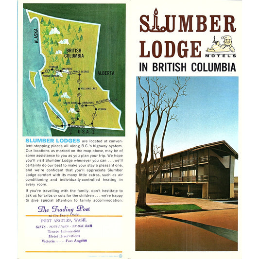 Slumber Lodge Motels in British Columbia Canada 1960s Travel Brochure TH2-TB4